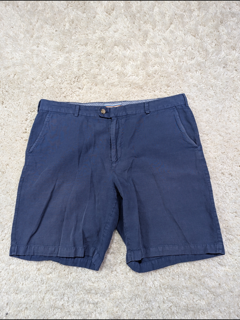 Peter Millar Navy Flat-Front Chino Shorts